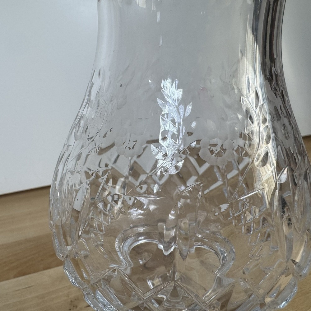 Rogaska GALLIA Cut Crystal Hurricane Candle Lamp Globe Floral Criss Cross 7.75" - Picture 5 of 10